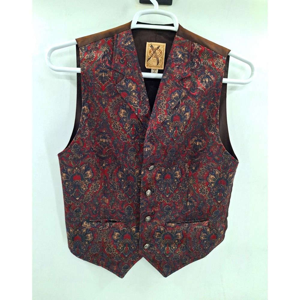 Vintage Wah Maker Frontier Clothing Gambler Saloon Cowboy Vest Mens Small